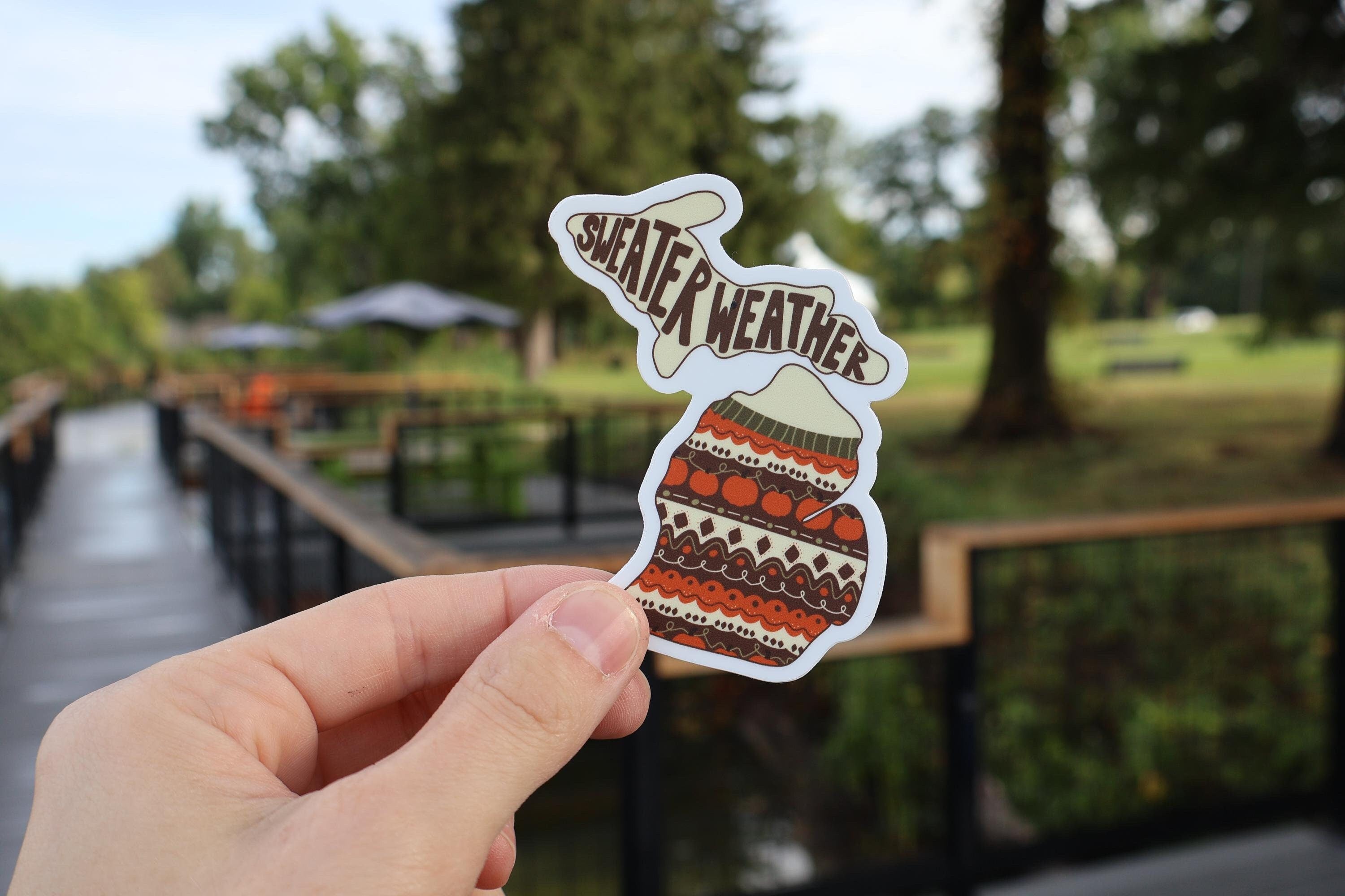Michigan Sweater Weather Sticker: Waterproof Vinyl Decal for Laptop, Water Bottle