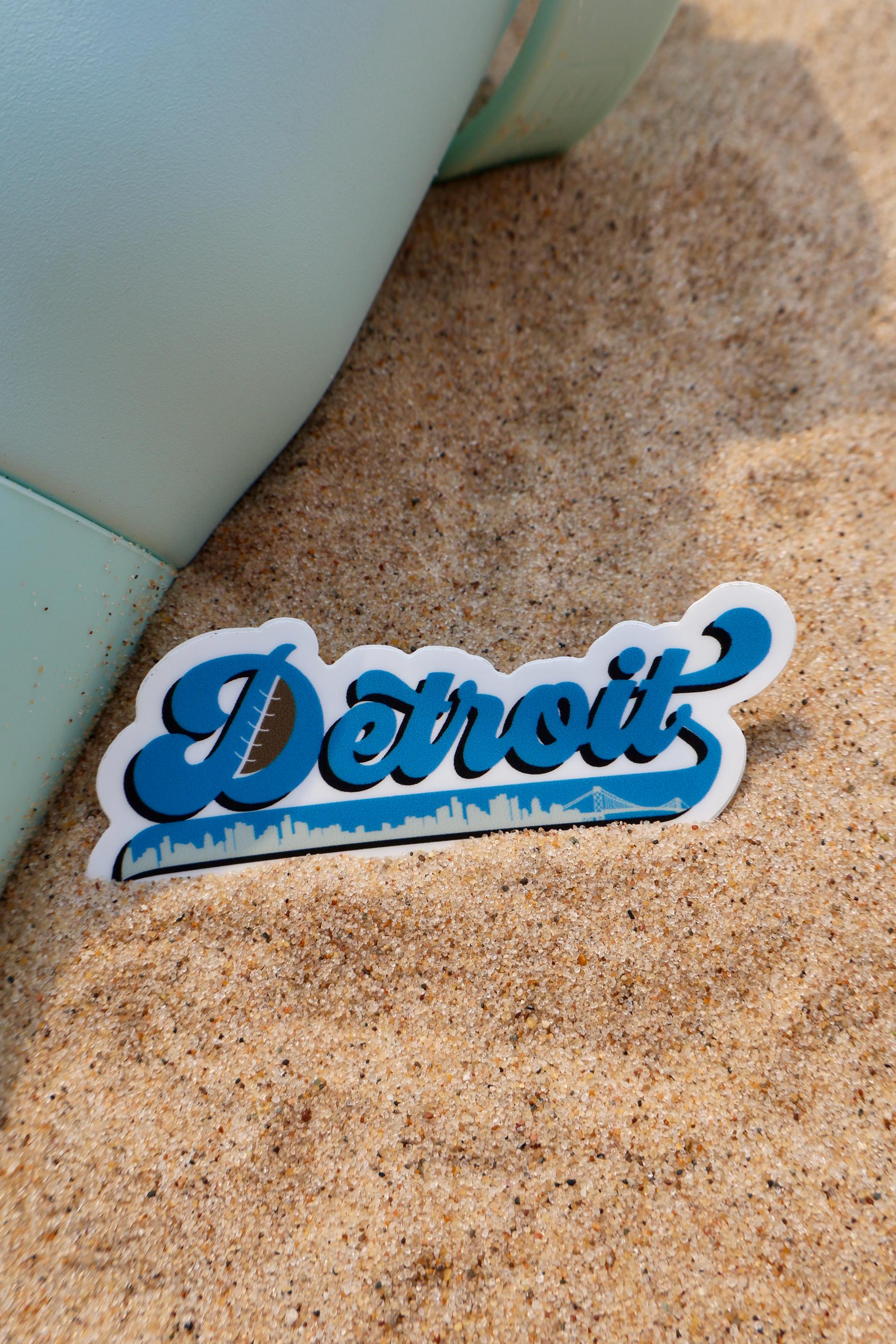 Detroit Football Grit Sticker - Waterproof Matte Vinyl
