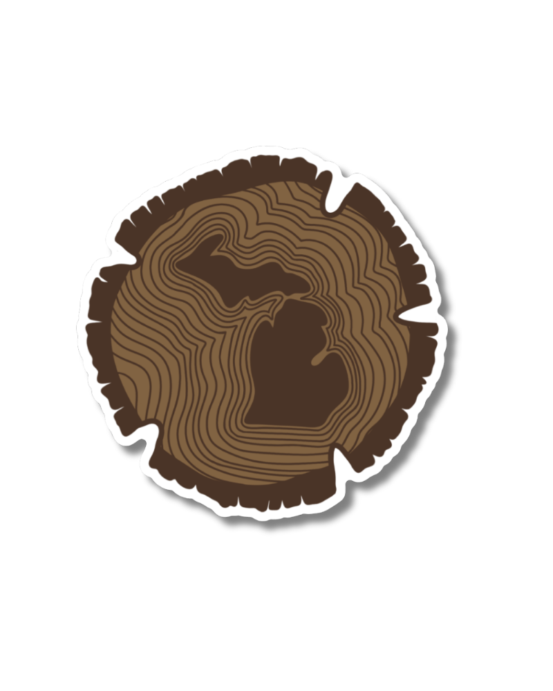 Michigan Forest Tree Ring Sticker - Waterproof Matte Vinyl