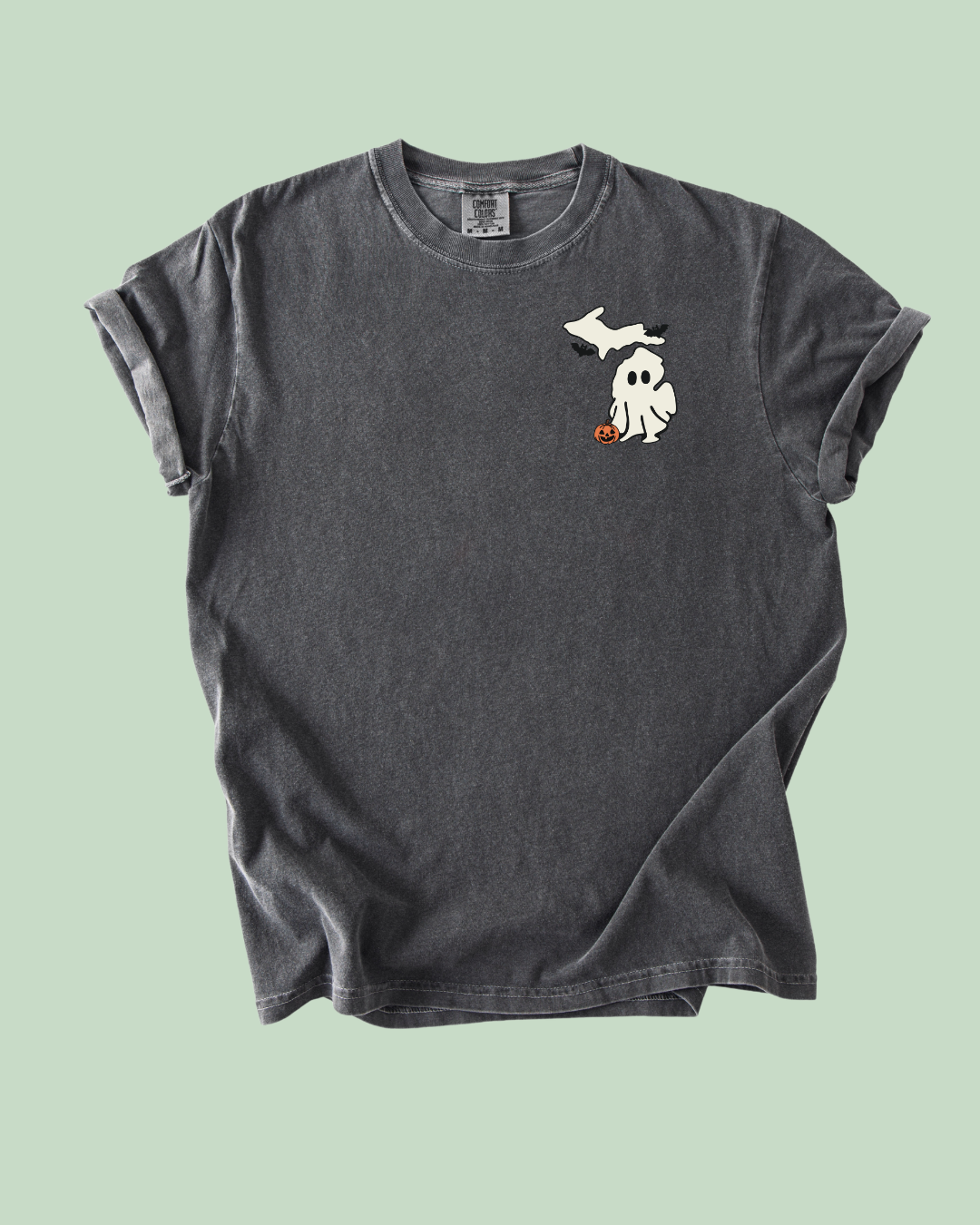 Michigan Ghost, Bat, Pumpkin Halloween - Unisex Comfort Colors Short-Sleeved Tee