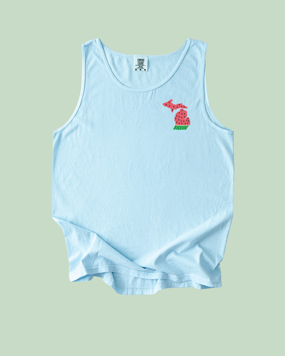 Michigan Watermelon - Unisex Comfort Colors Tank Top Light Blue