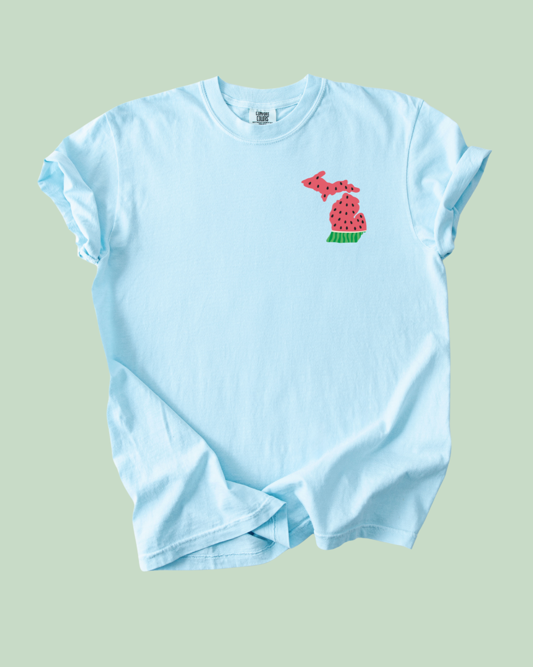 Michigan Watermelon - Unisex Comfort Colors Short-Sleeved Tee Light Blue
