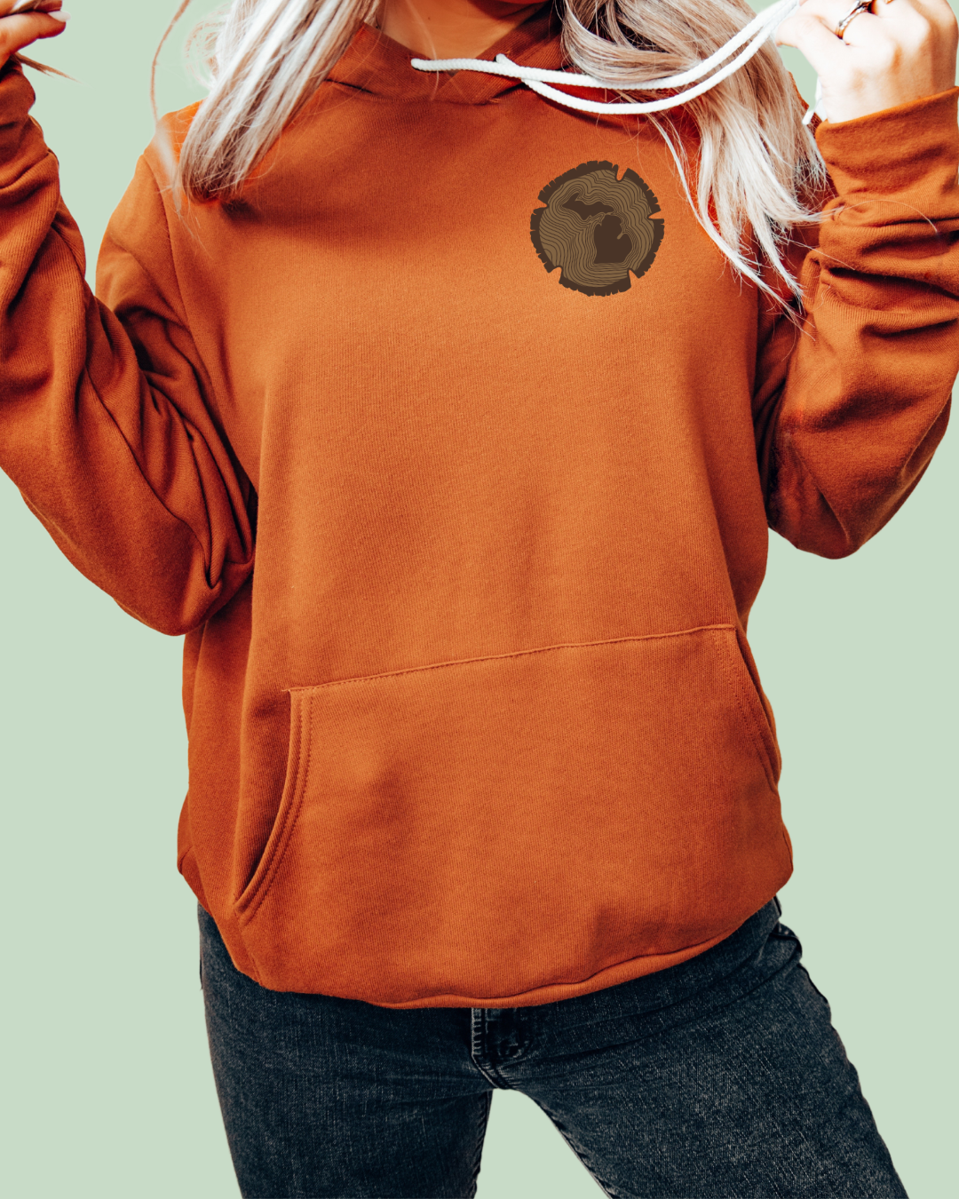 Michigan Forest Tree Ring Sticker - Unisex Bella Canvas Super Soft Hoodie