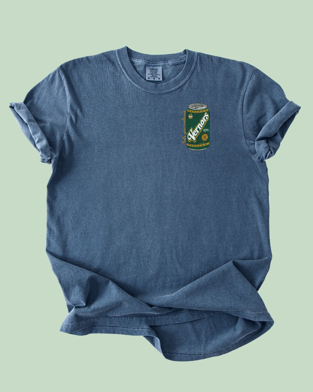 Vernors Take Your Medicine - Unisex Comfort Colors Short-Sleeved Tee Dark Blue