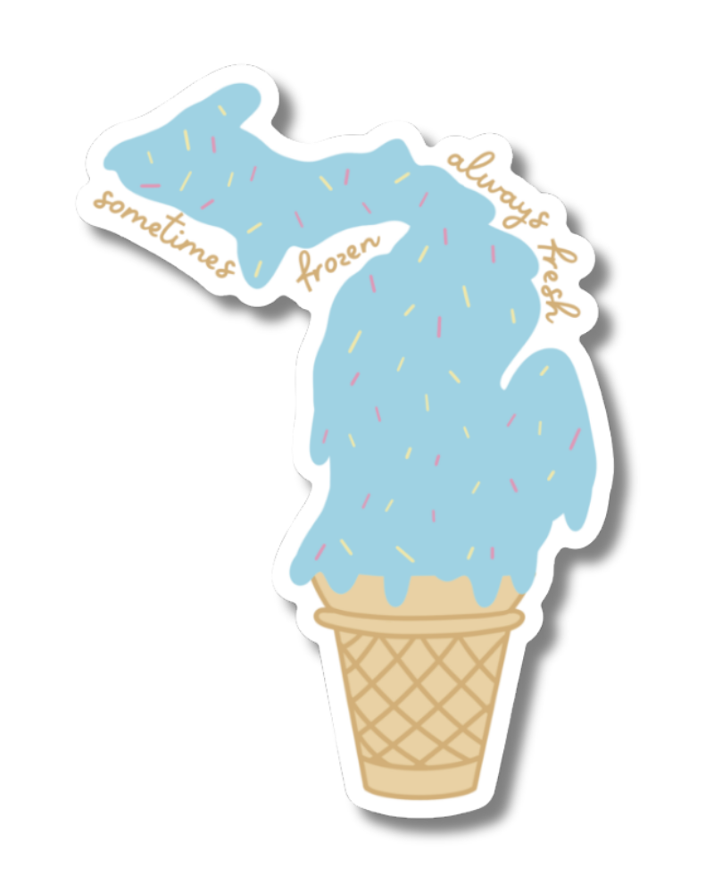 Blue Moon Michigan Ice Cream Sticker - Waterproof Matte Vinyl