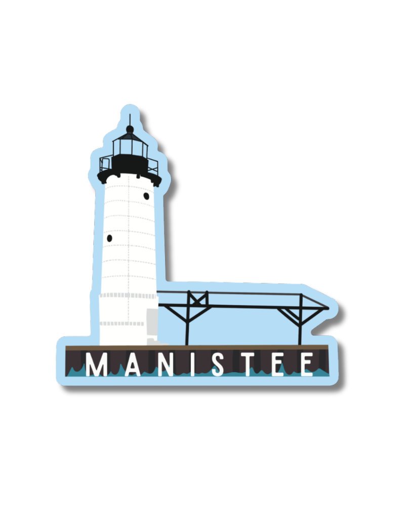 Manistee Lake Michigan Lighthouse Sticker - Waterproof Matte Vinyl