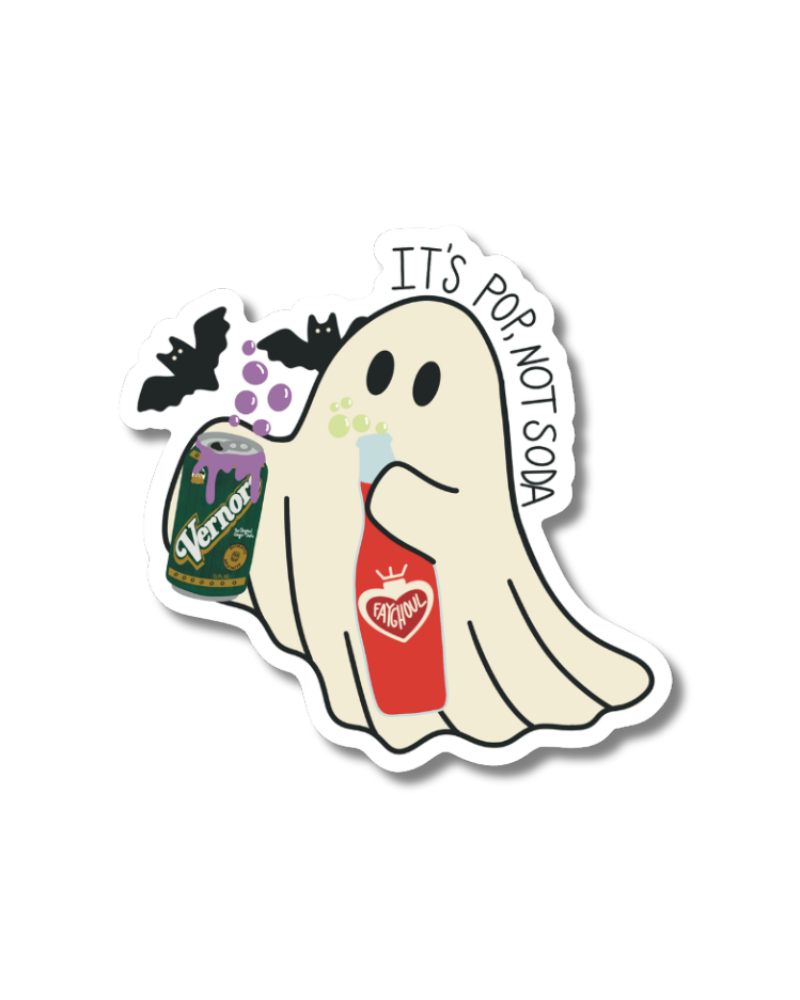 Midwest Ghost Pop Not Soda Halloween Sticker - Waterproof Matte Vinyl