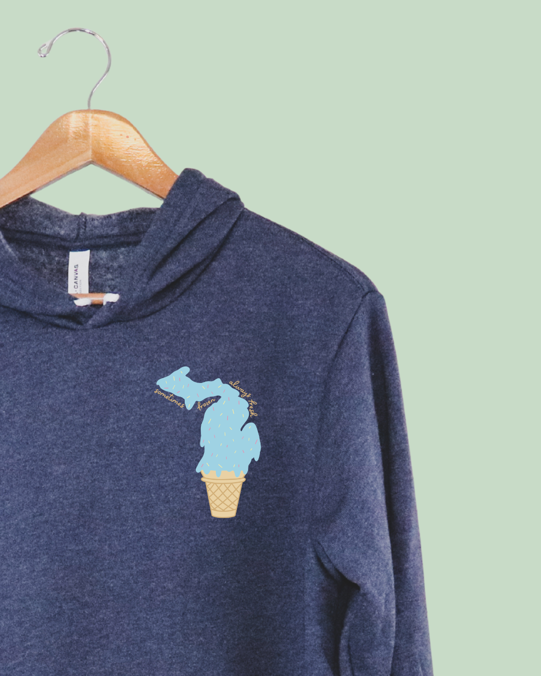 Blue Moon Ice Cream "Sometimes Frozen, Always Fresh" - Unisex Bella Canvas Super Soft Hoodie