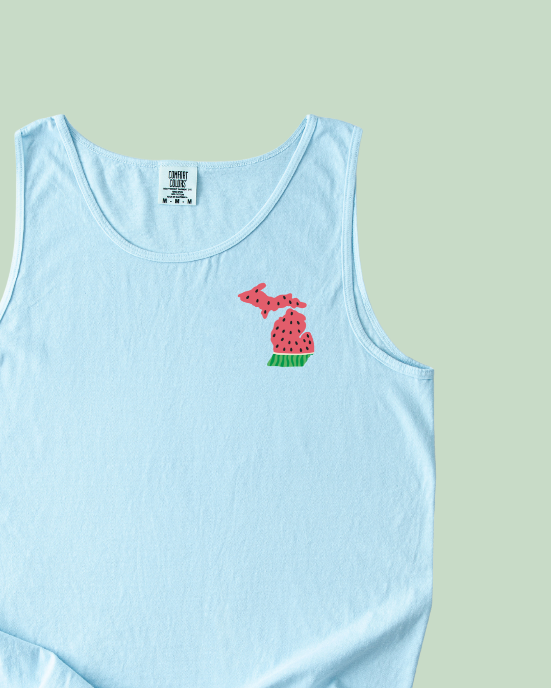 Michigan Watermelon - Unisex Comfort Colors Tank Top Light Blue