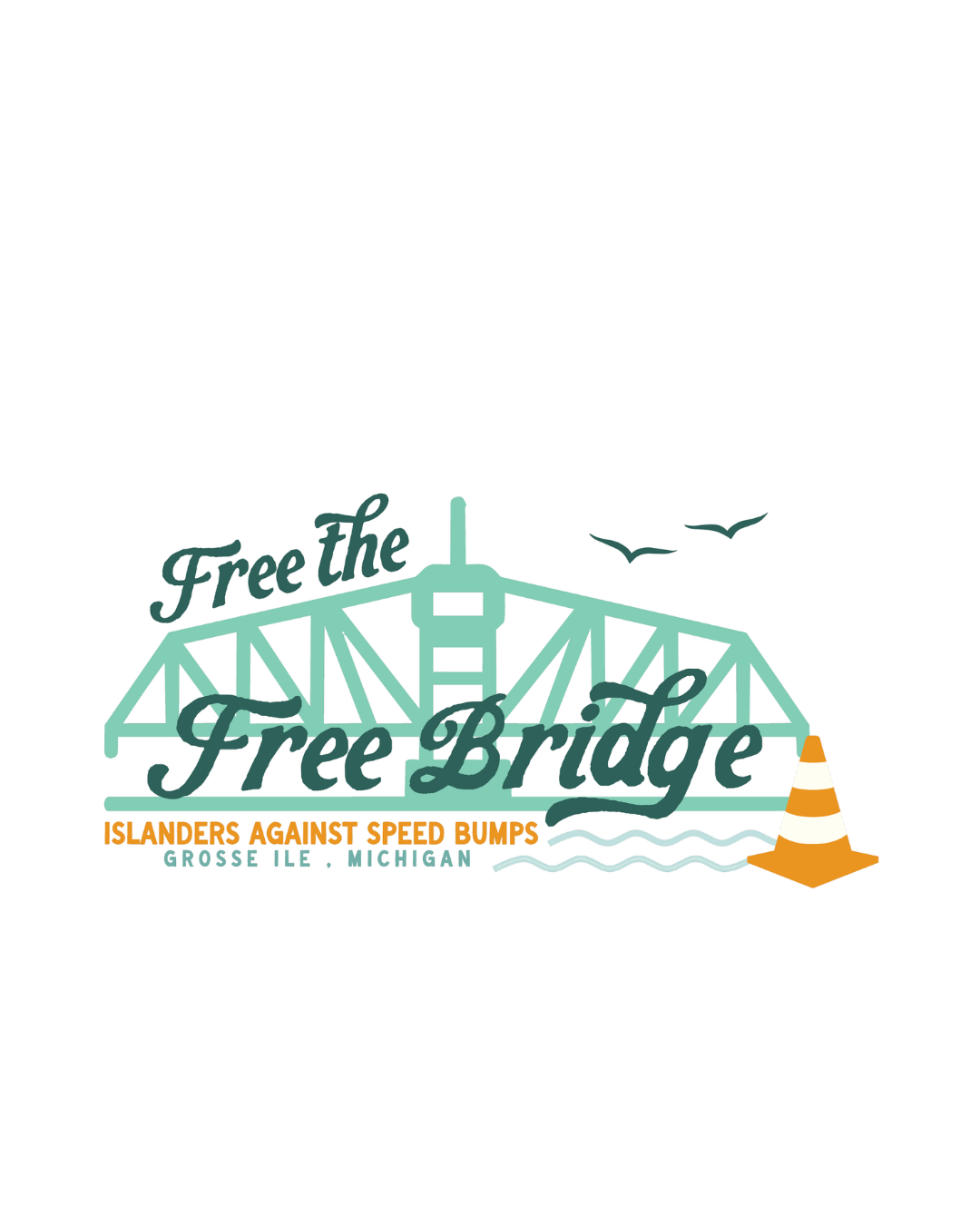 Free the Free Bridge | Grosse Ile Speed Bump Sticker Waterproof, Weatherproof Vinyl Sticker