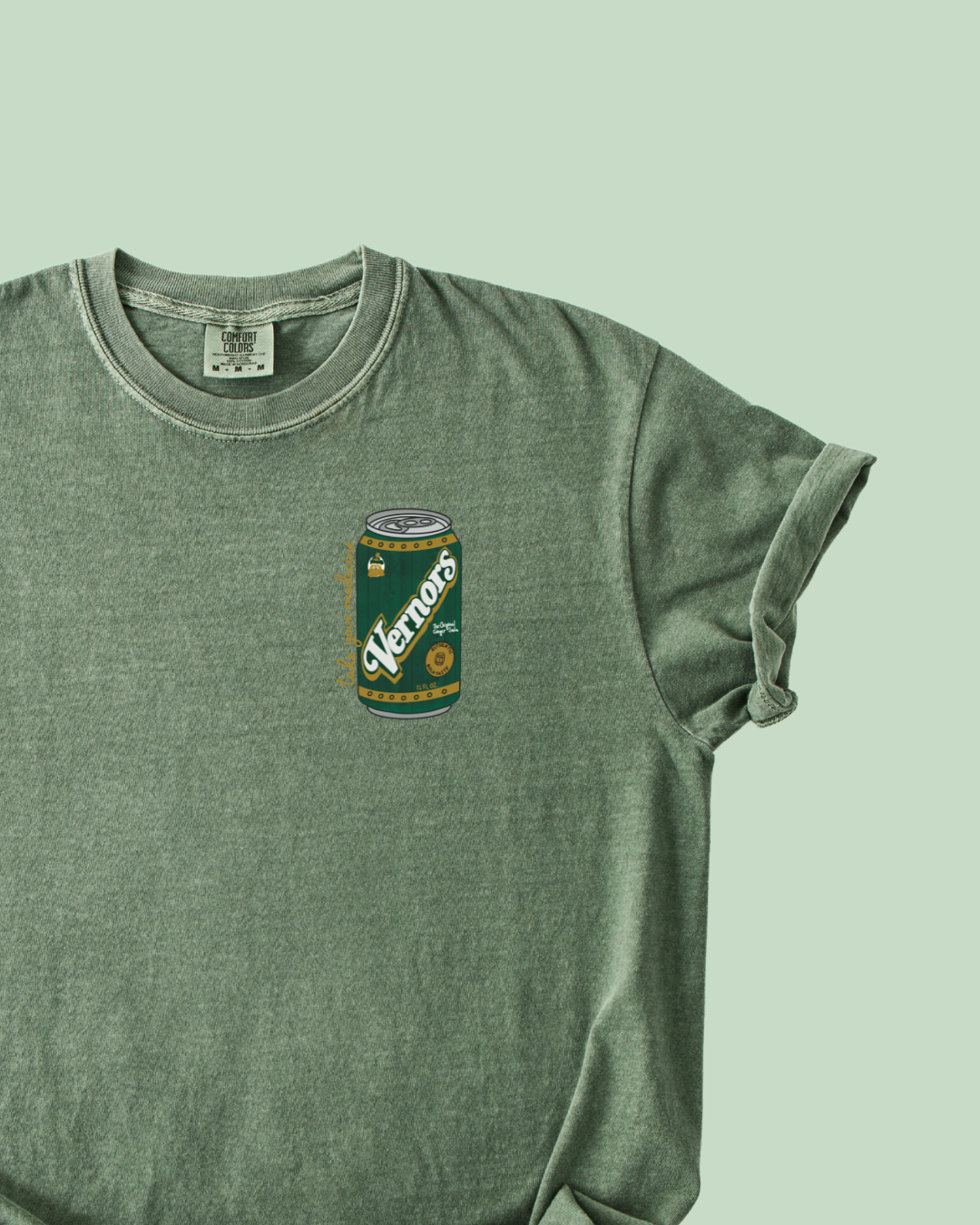 Vernors Take Your Medicine - Unisex Comfort Colors Short-Sleeved Tee Moss Green