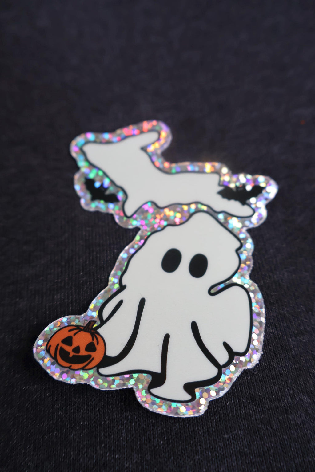 Michigan Ghost, Bat, Pumpkin Halloween Glitter Sticker - Waterproof Glitter Matte Vinyl