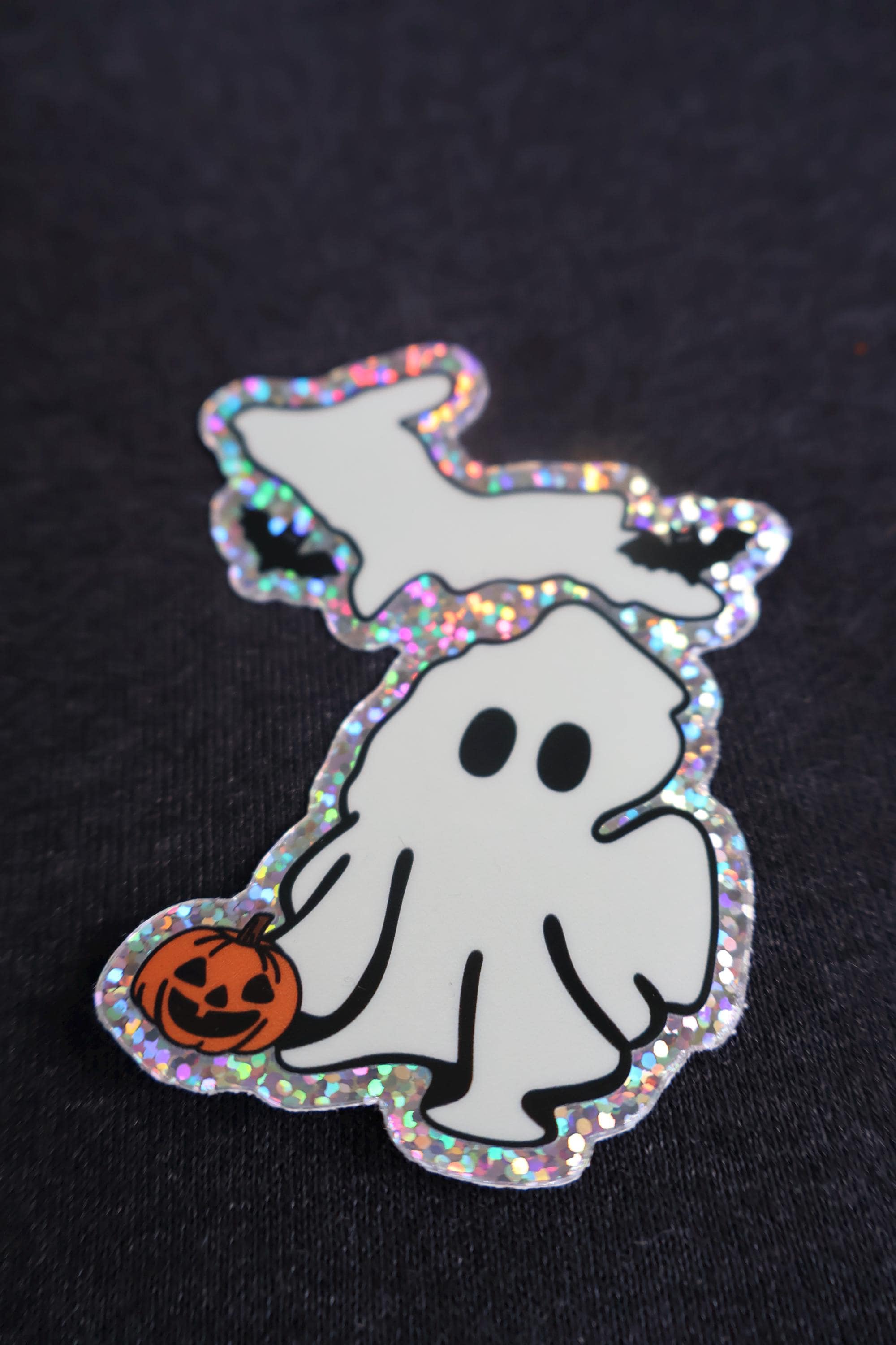 Michigan Ghost, Bat, Pumpkin Halloween Glitter Sticker - Waterproof Glitter Matte Vinyl
