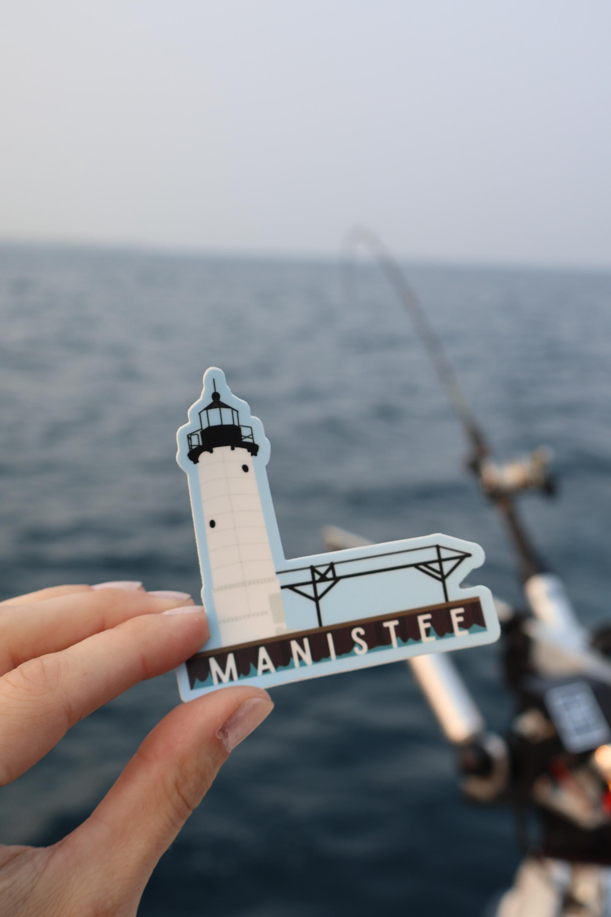 Manistee Lake Michigan Lighthouse Sticker - Waterproof Matte Vinyl