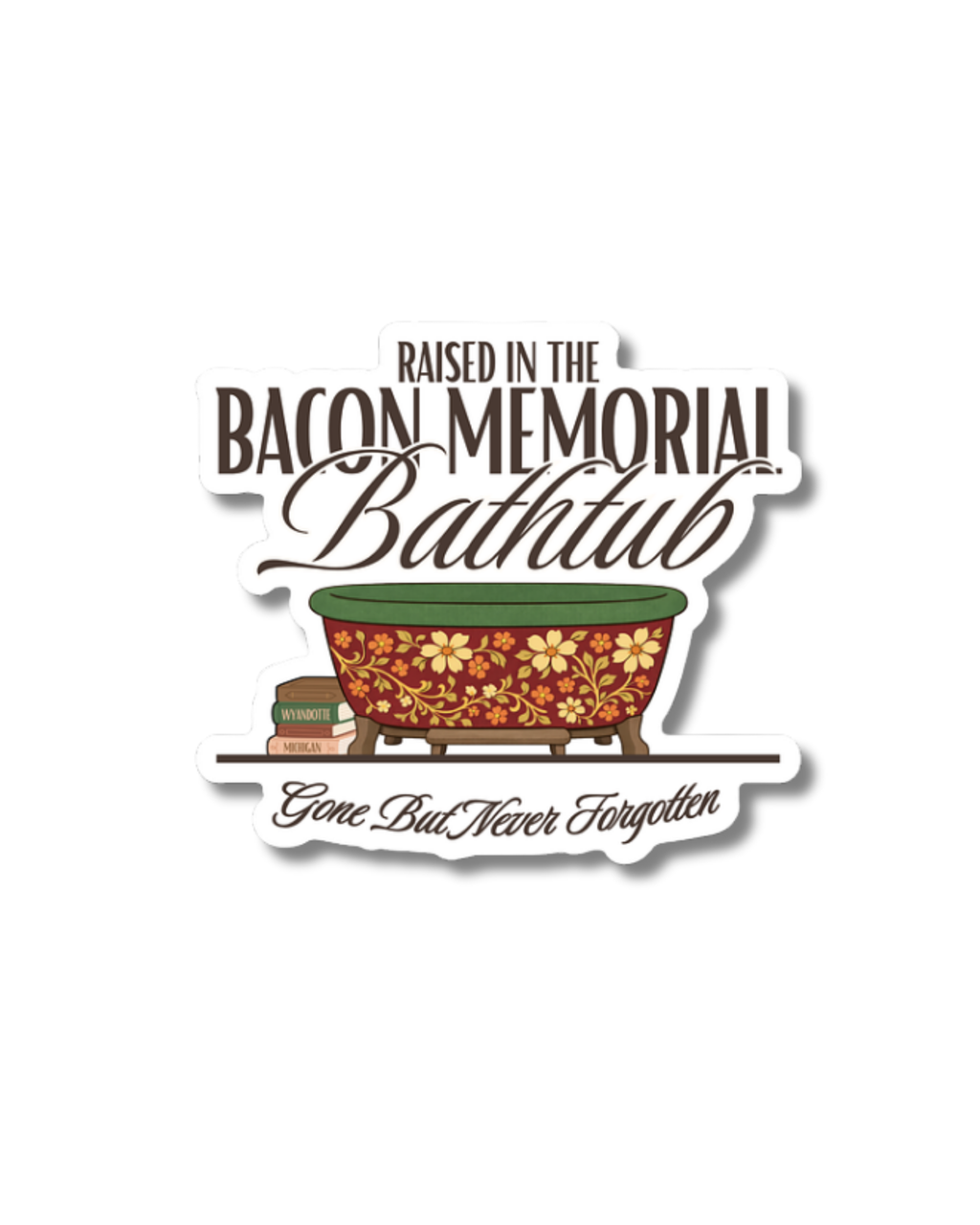 Bacon Memorial Library Bathtub Sticker - Waterproof Matte Vinyl