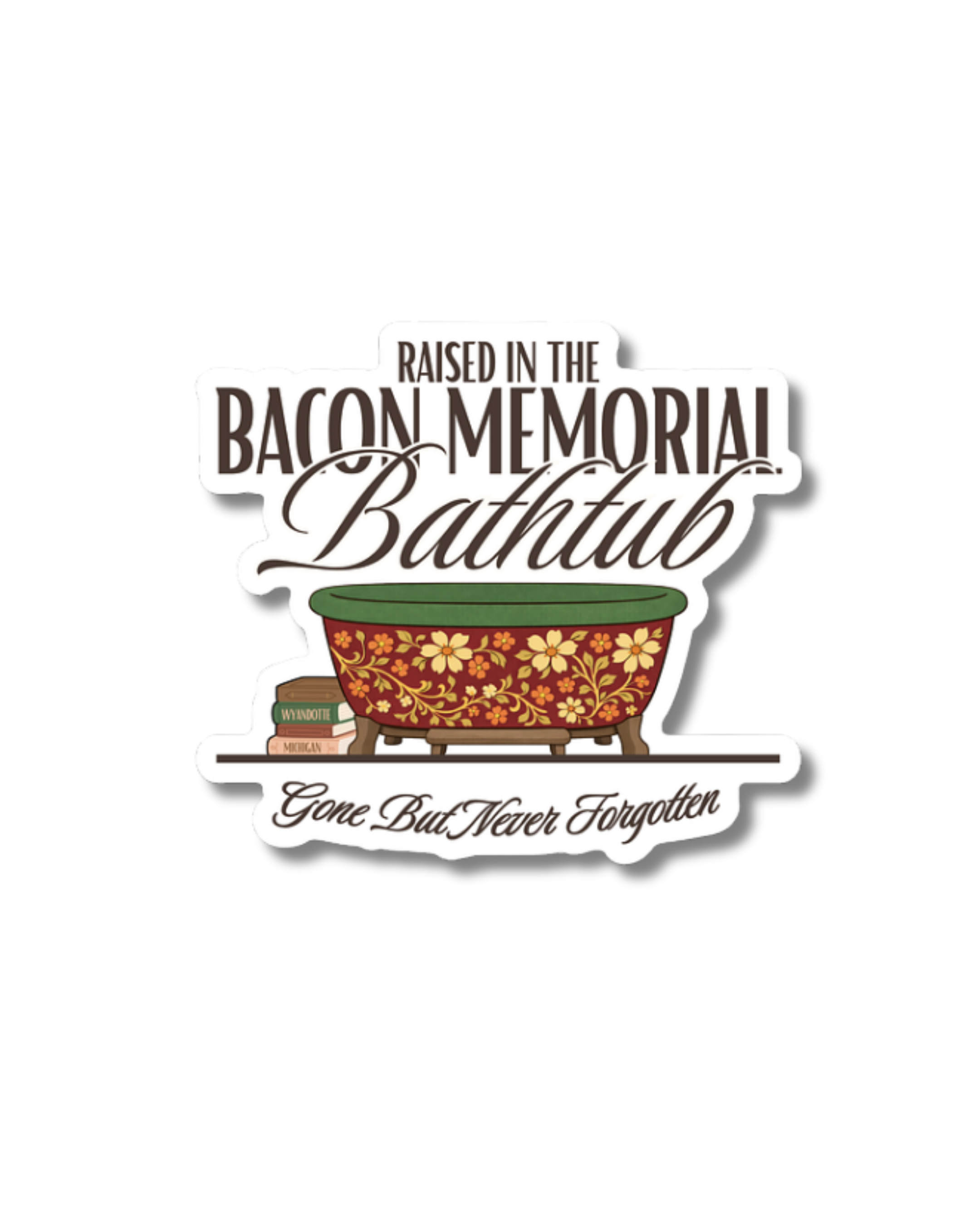 Bacon Memorial Library Bathtub Sticker - Waterproof Matte Vinyl