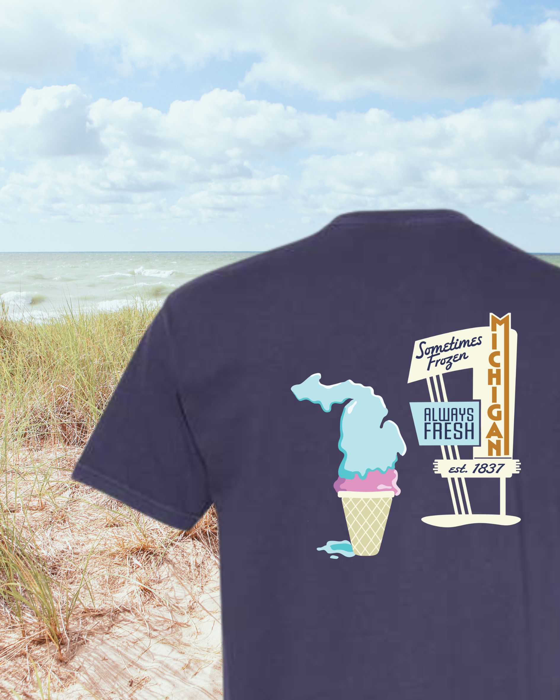 Blue Moon Ice Cream "Sometimes Frozen, Always Fresh" - Unisex Comfort Colors Short-Sleeved Tee