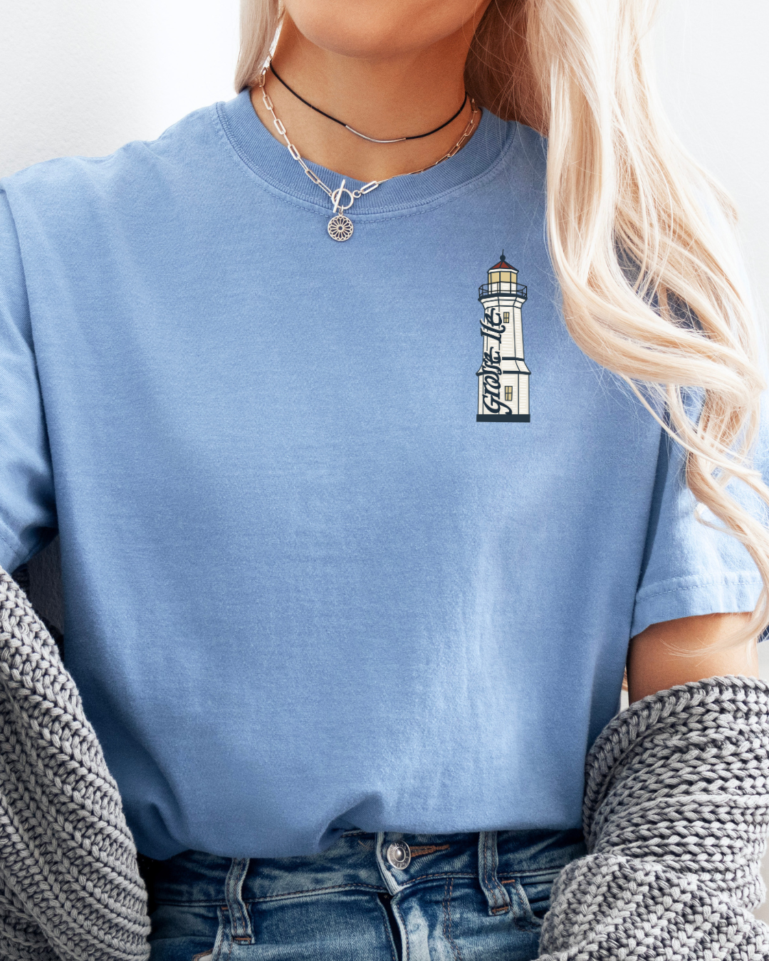 Grosse Ile Lighthouse - Unisex Comfort Colors Short-Sleeved Tee
