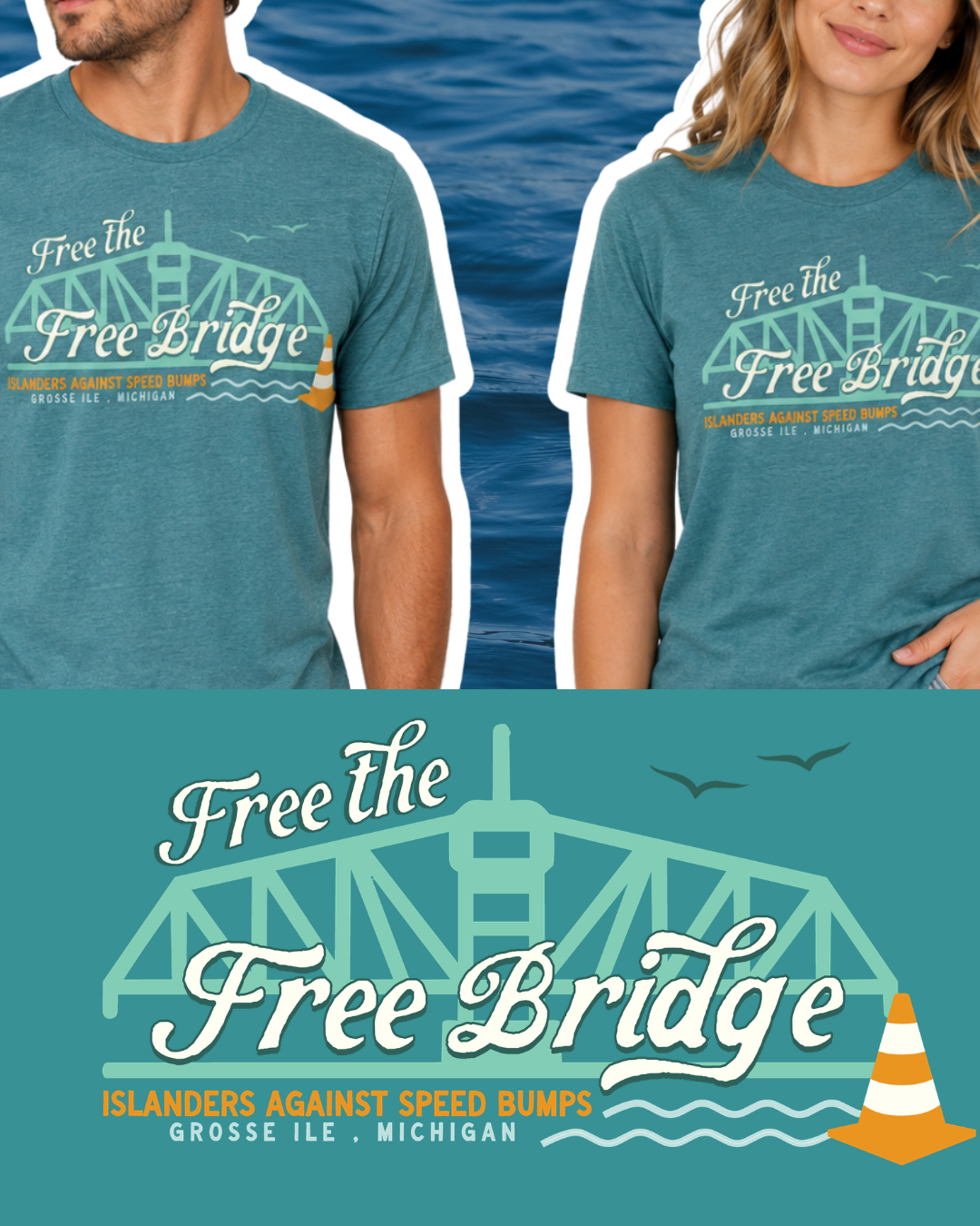 Free the Free Bridge Unisex Soft Triblend Tee | Speed Bump Shirt | Grosse Ile, Michigan