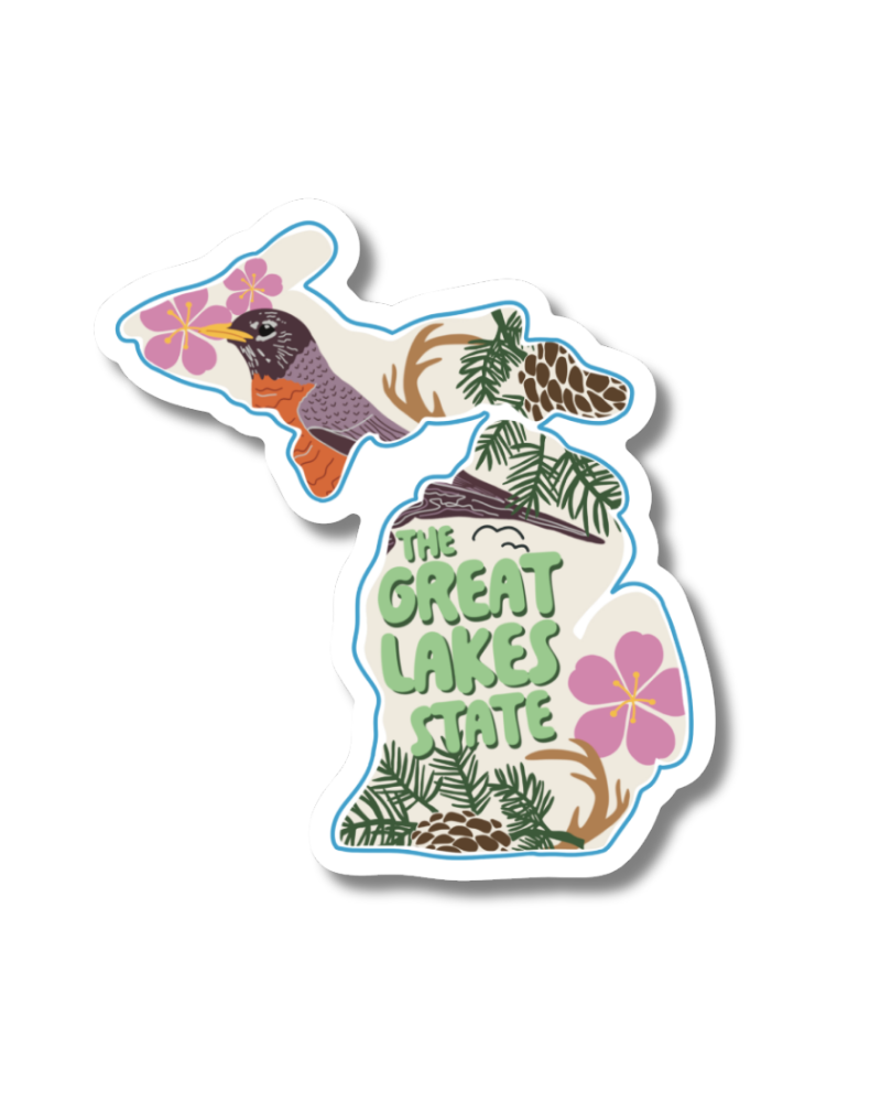 Michigan Mitten State Symbols Sticker - Waterproof Matte Vinyl