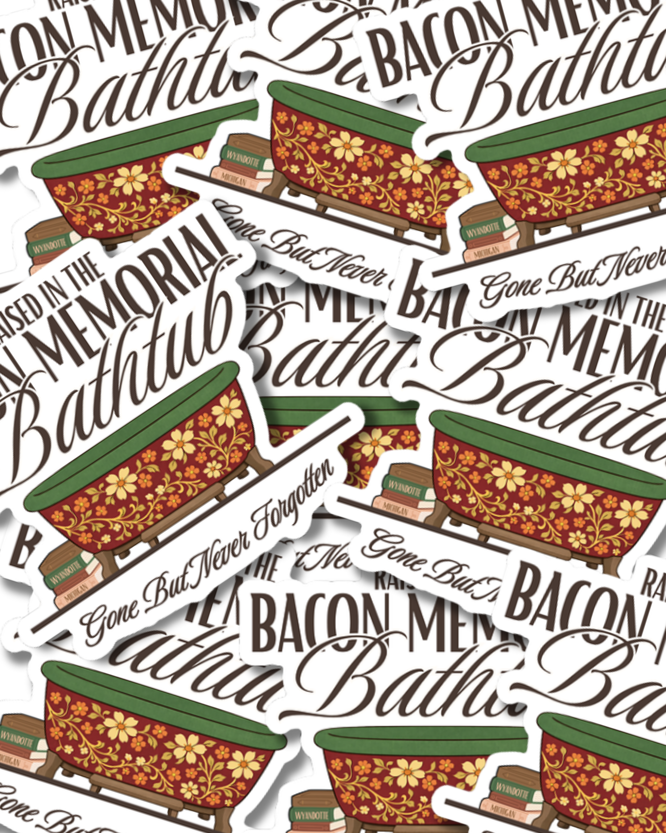 Bacon Memorial Library Bathtub Sticker - Waterproof Matte Vinyl