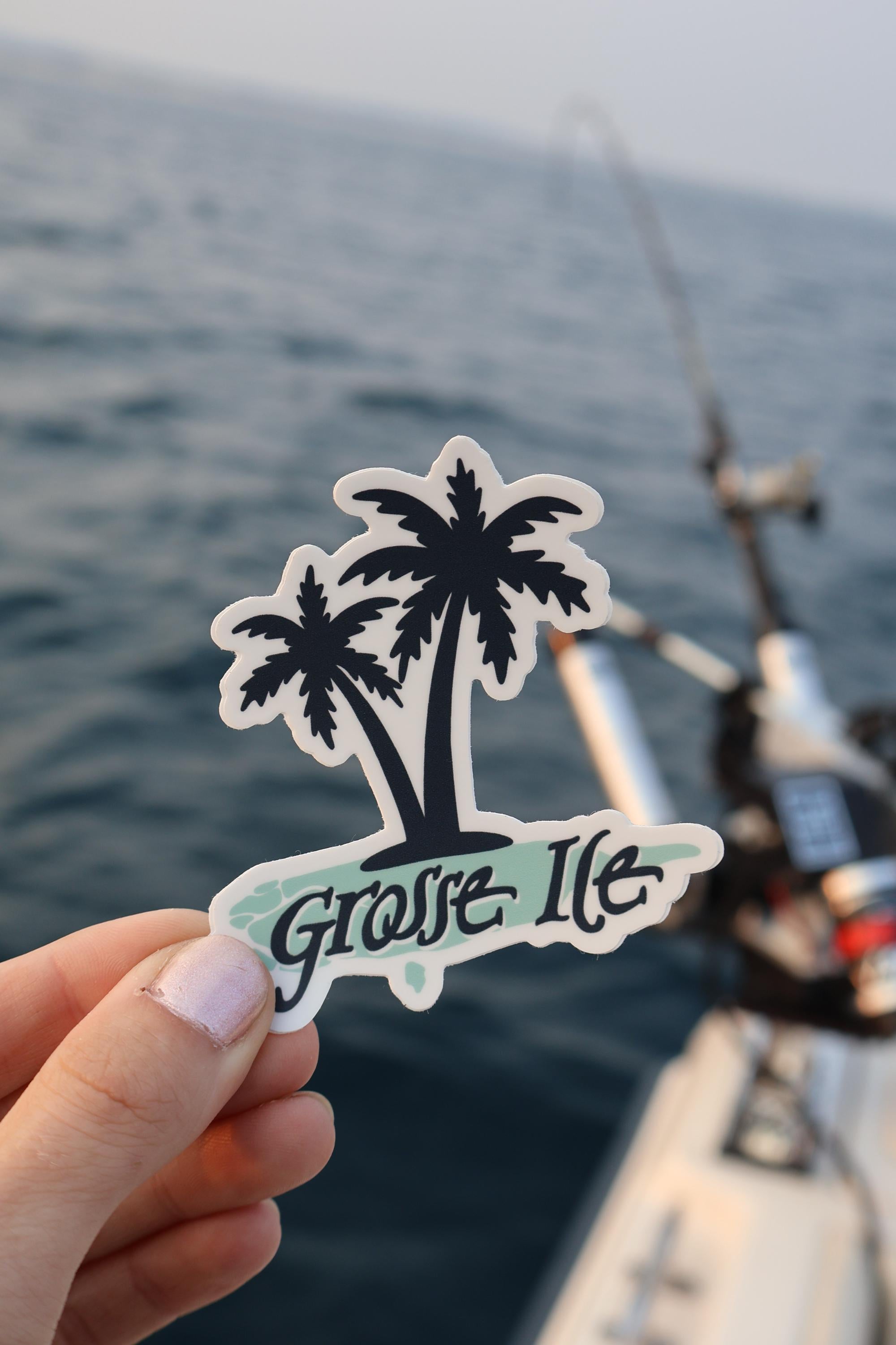 Grosse Ile Palm Tree Sticker - Waterproof Matte Vinyl