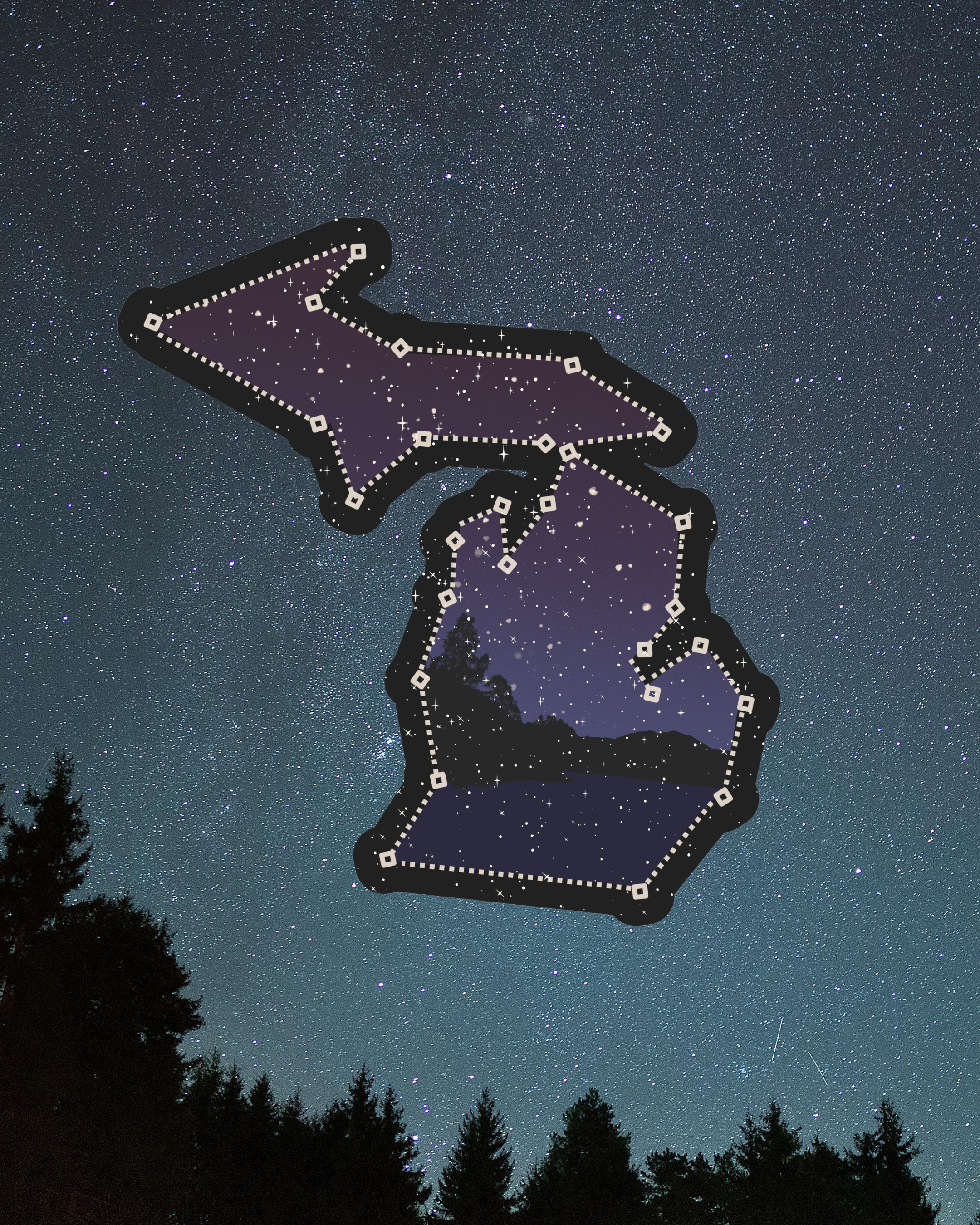 Michigan Constellation Sticker - Waterproof Matte Vinyl