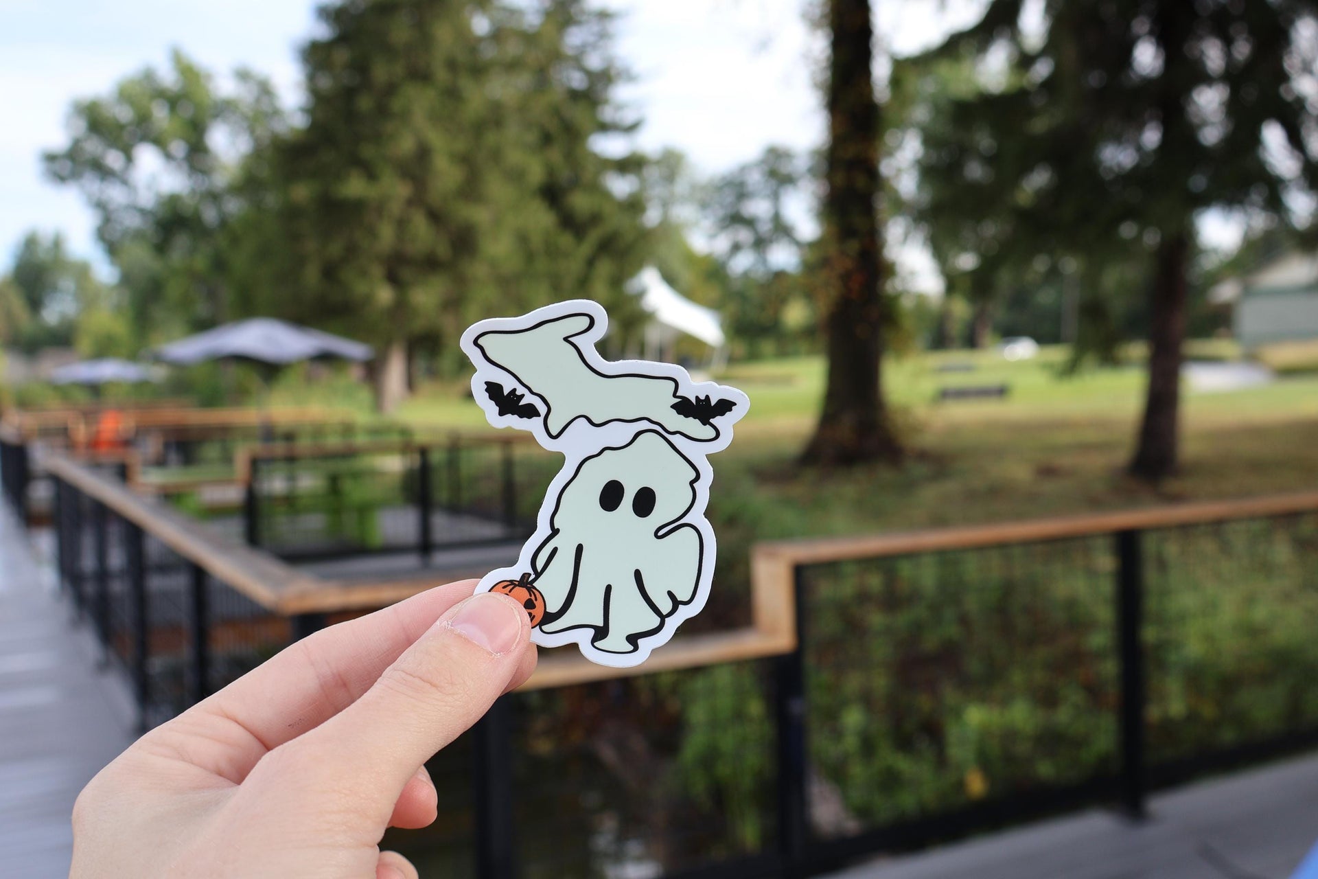 Michigan Ghost, Bat, Pumpkin Halloween Sticker - Waterproof Matte Vinyl