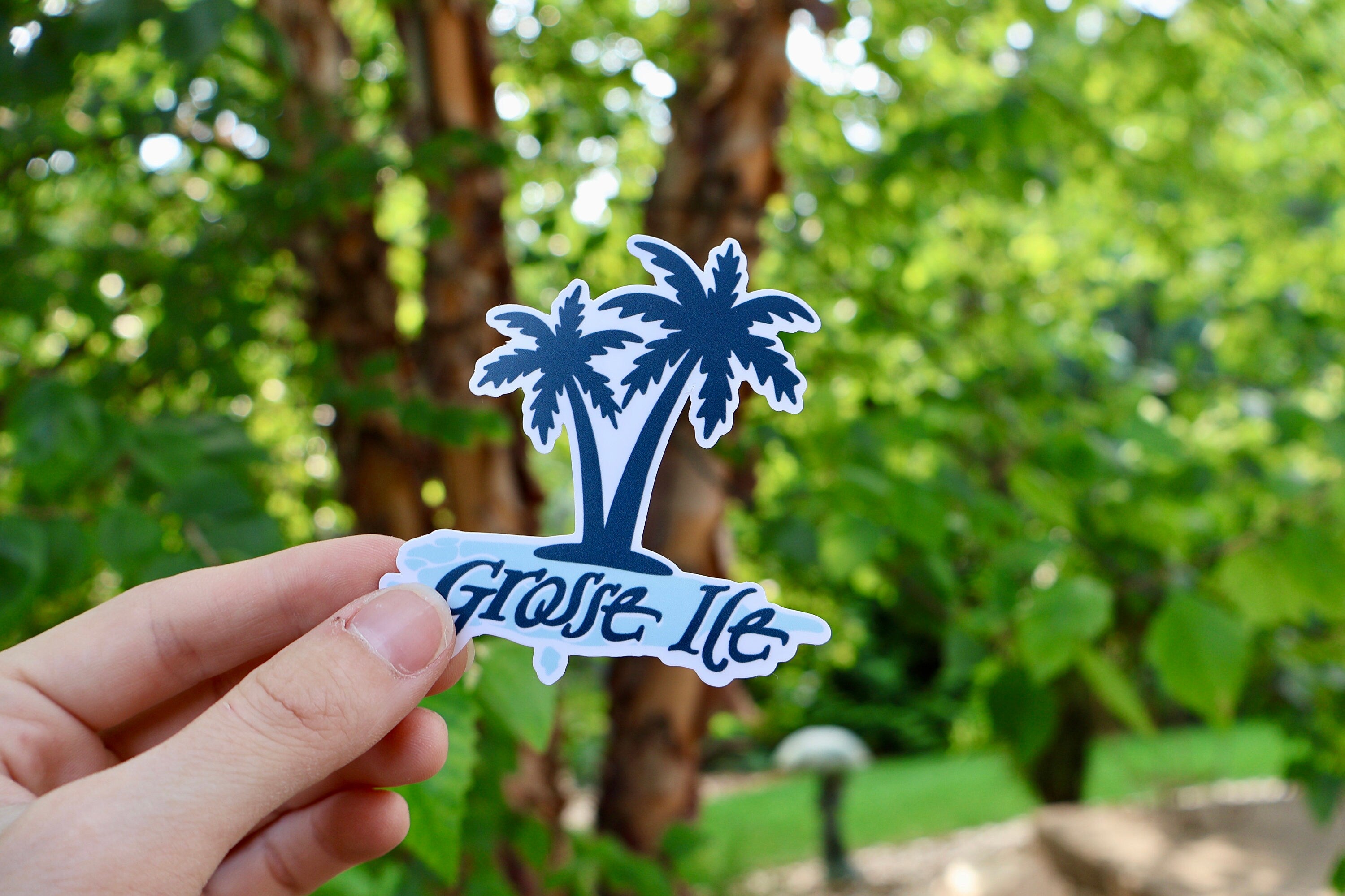 Grosse Ile Palm Tree Sticker - Waterproof Matte Vinyl