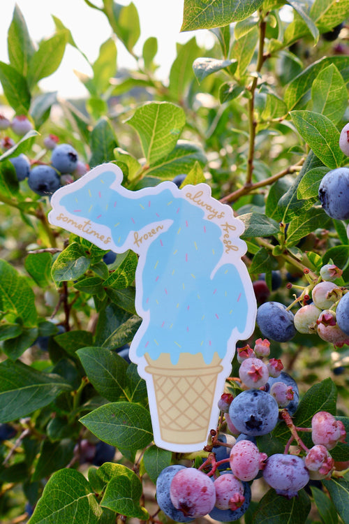 Blue Moon Michigan Ice Cream Sticker - Waterproof Matte Vinyl