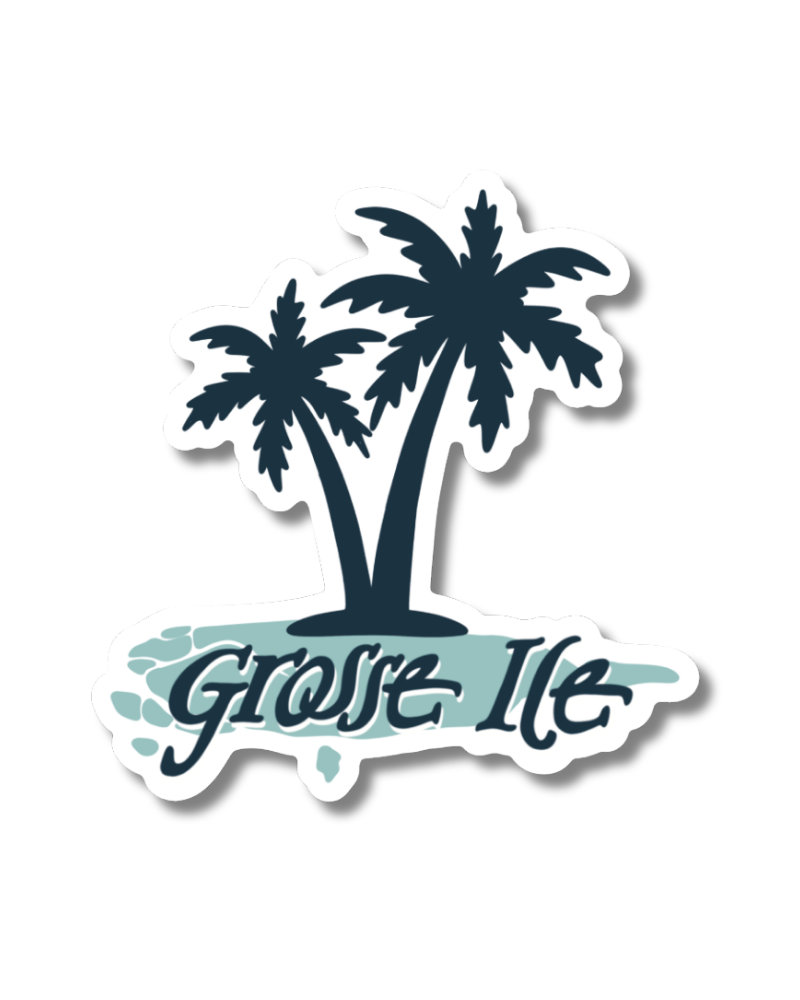 Grosse Ile Palm Tree Sticker - Waterproof Matte Vinyl