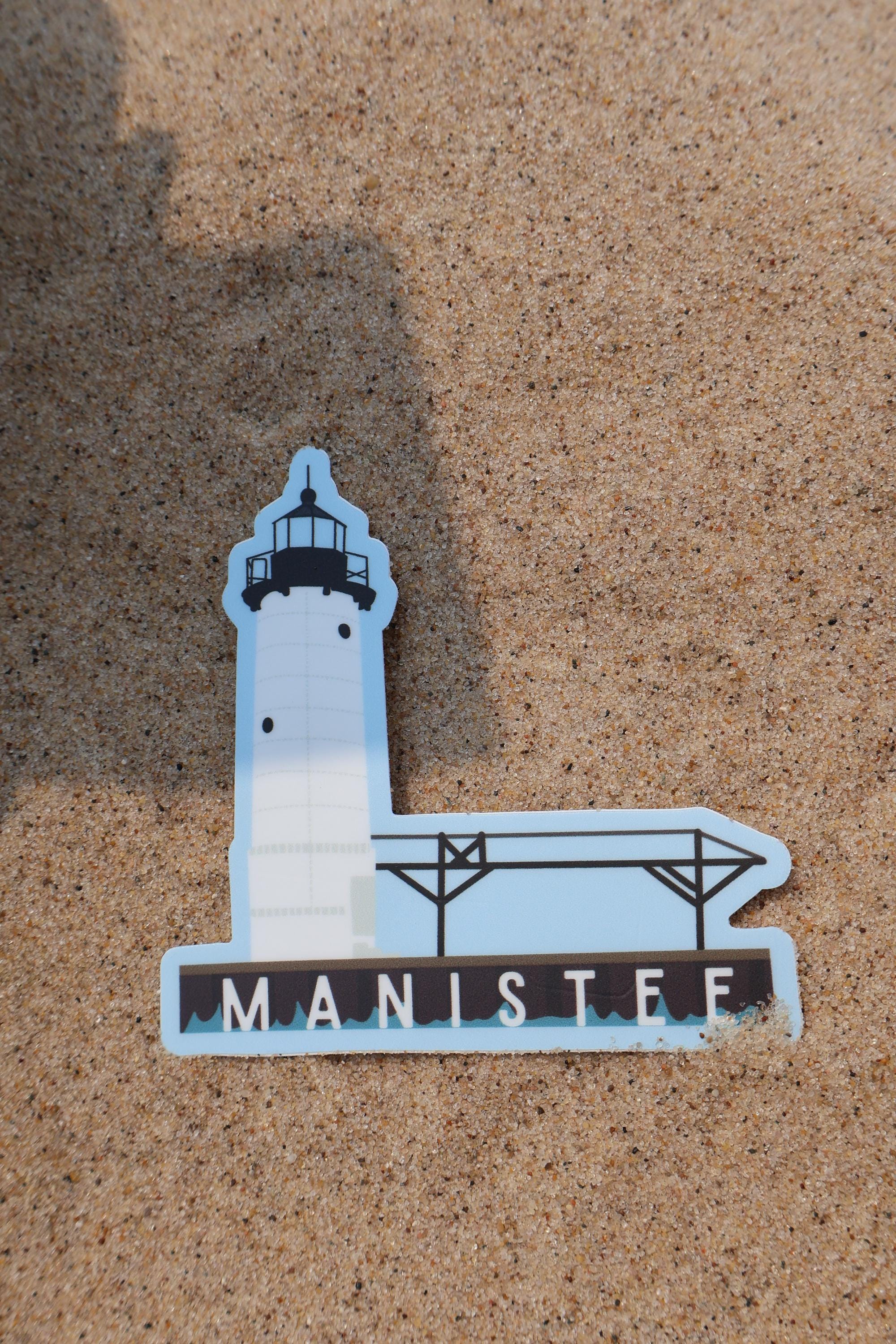 Manistee Lake Michigan Lighthouse Sticker - Waterproof Matte Vinyl