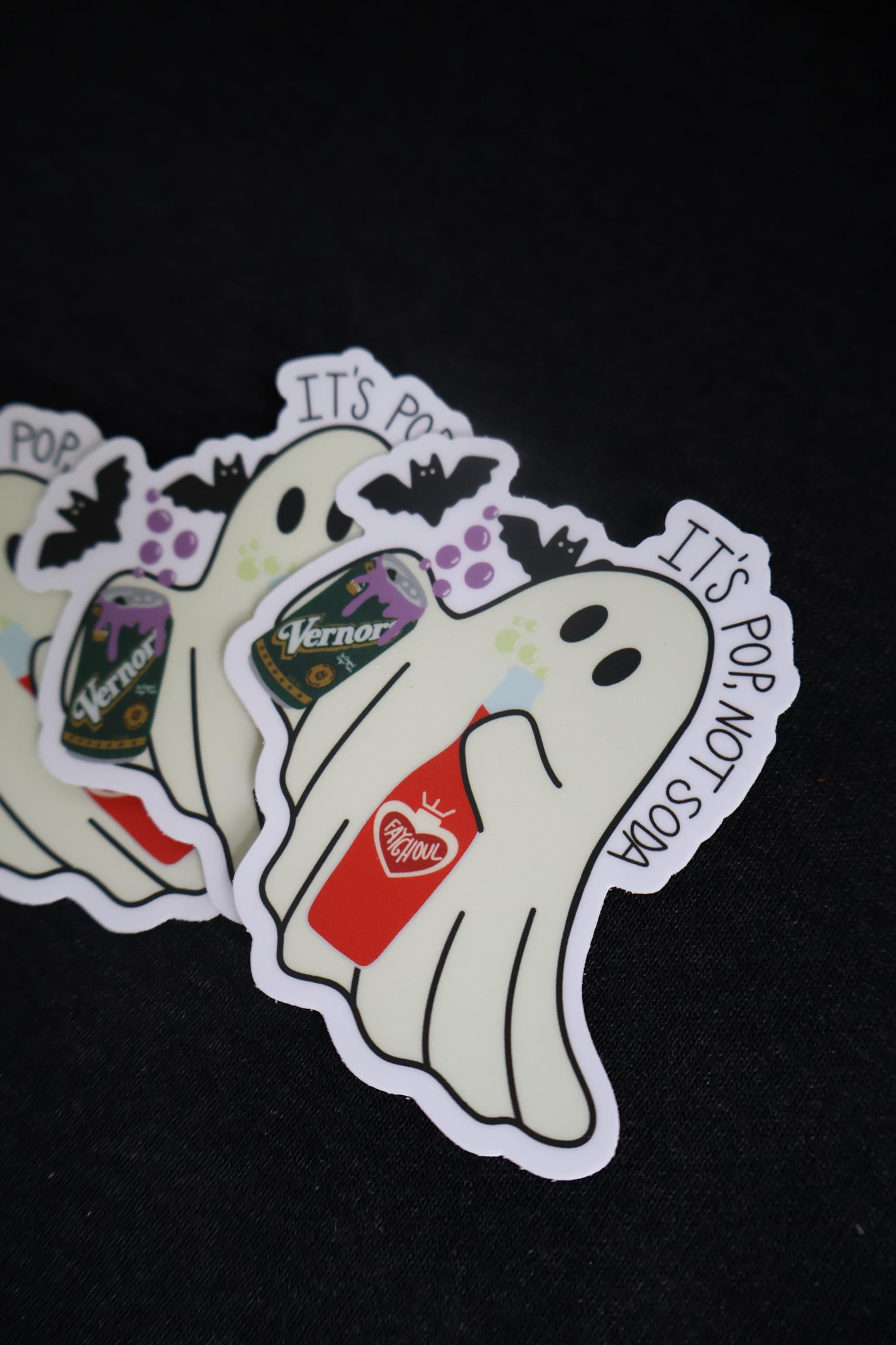 Midwest Ghost Pop Not Soda Halloween Sticker - Waterproof Matte Vinyl