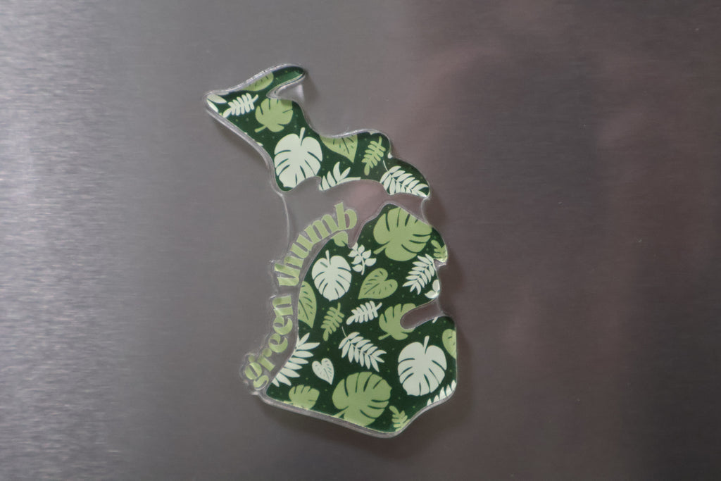Michigan Green Thumb Houseplant Acrylic Magnet