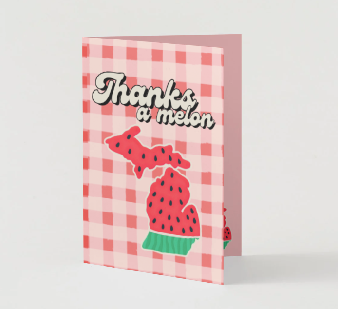 Thanks a Melon Michigan Watermelon Thank You Card