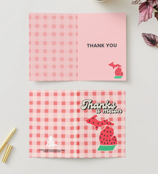 Thanks a Melon Michigan Watermelon Thank You Card