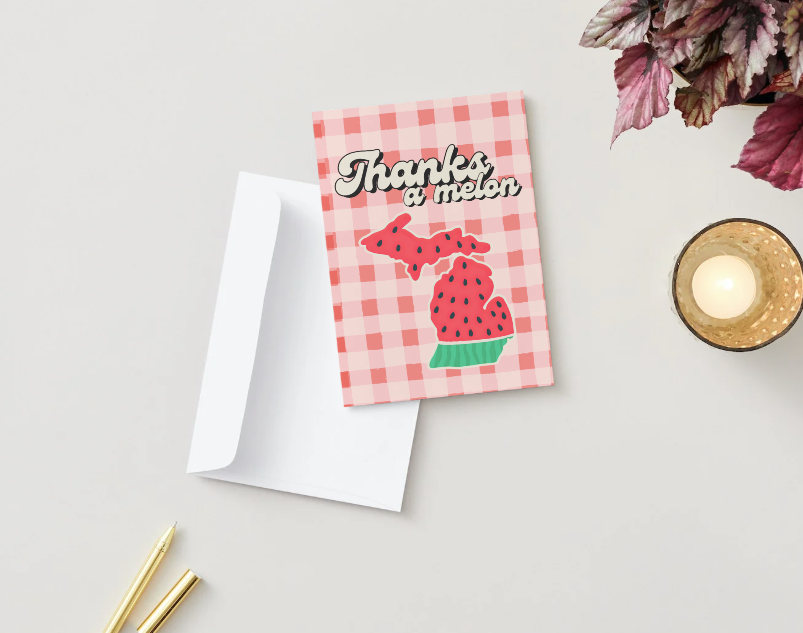 Thanks a Melon Michigan Watermelon Thank You Card