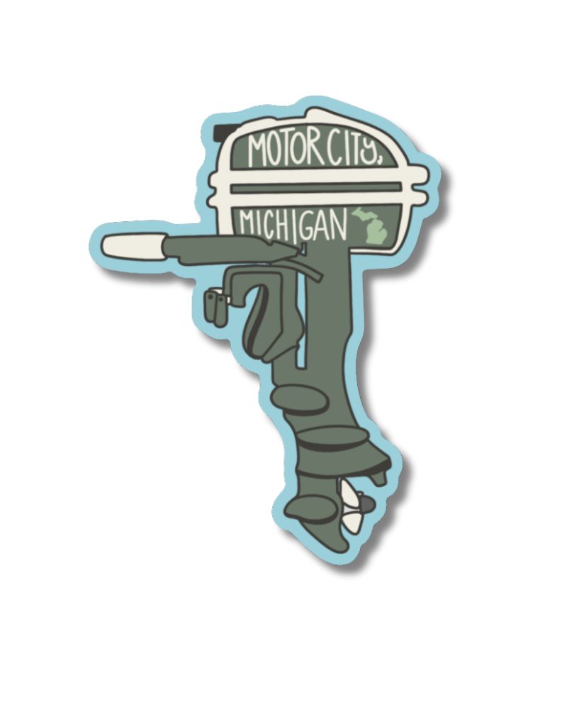 Michigan Motor City Outboard Boating Sticker - Waterproof Matte Vinyl