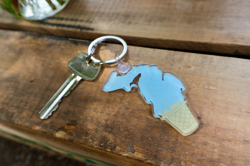 Blue Moon Ice Cream Acrylic Keychain: Michigan Summer Nostalgia