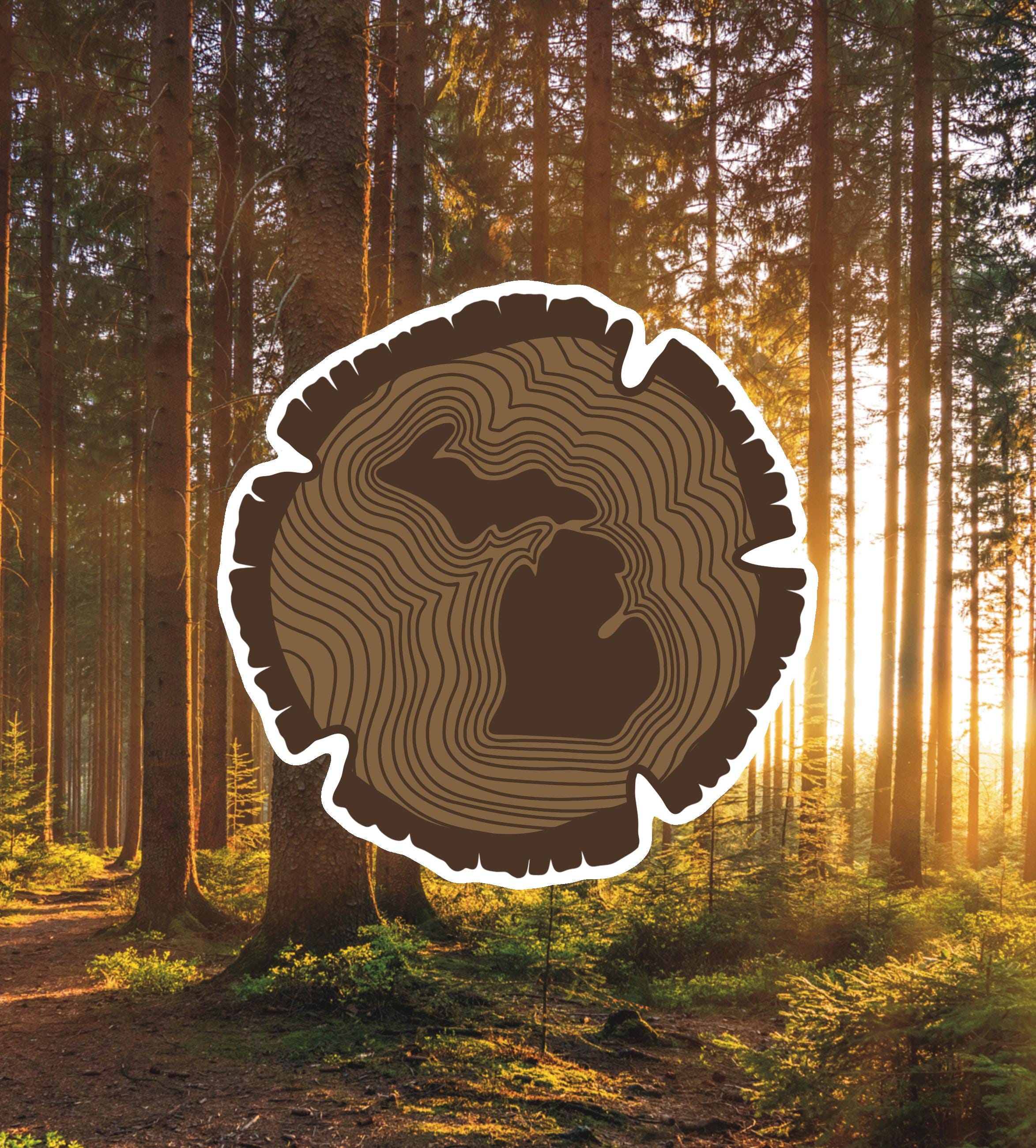 Michigan Forest Tree Ring Sticker - Waterproof Matte Vinyl