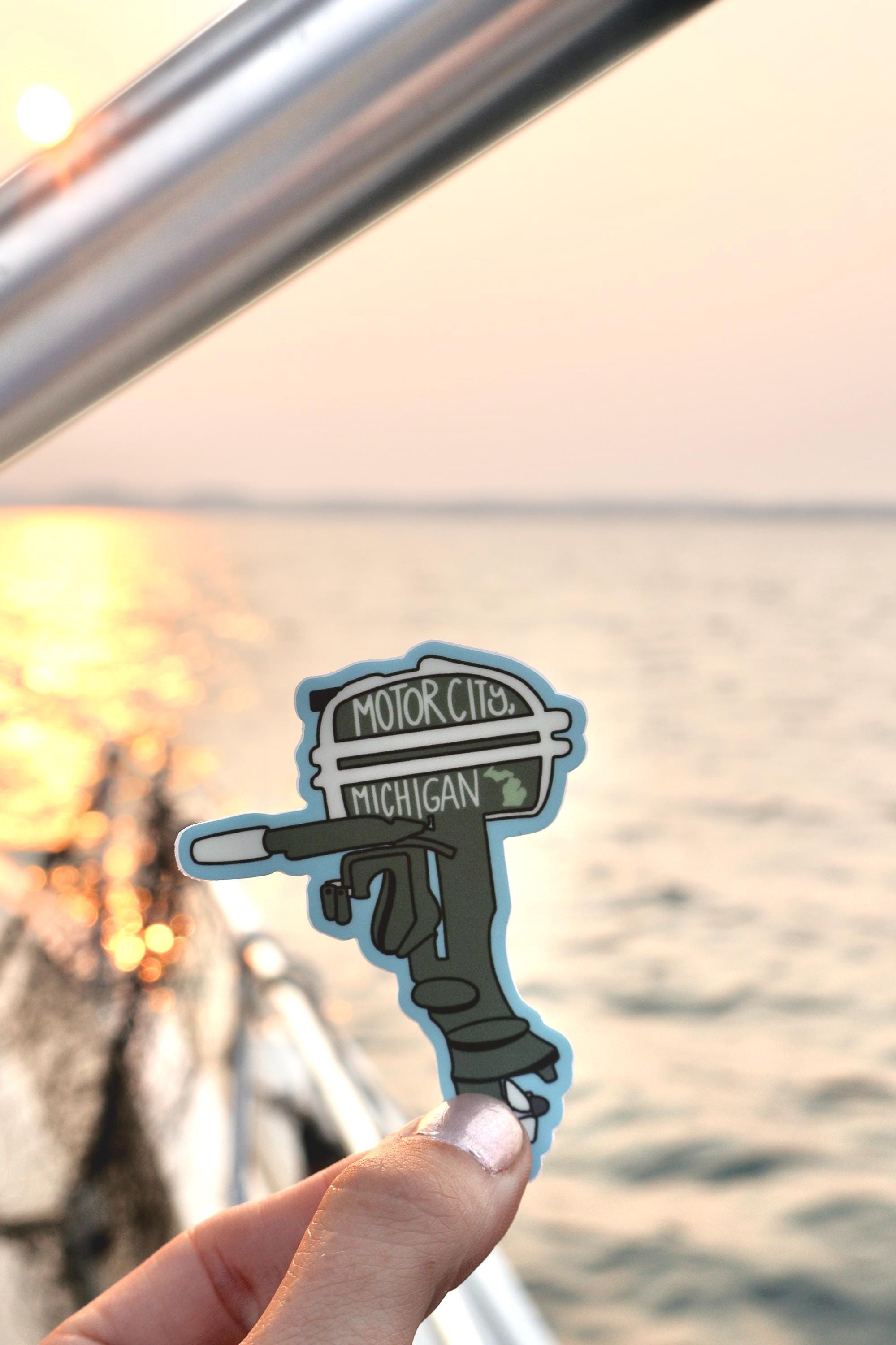 Michigan Motor City Outboard Boating Sticker - Waterproof Matte Vinyl