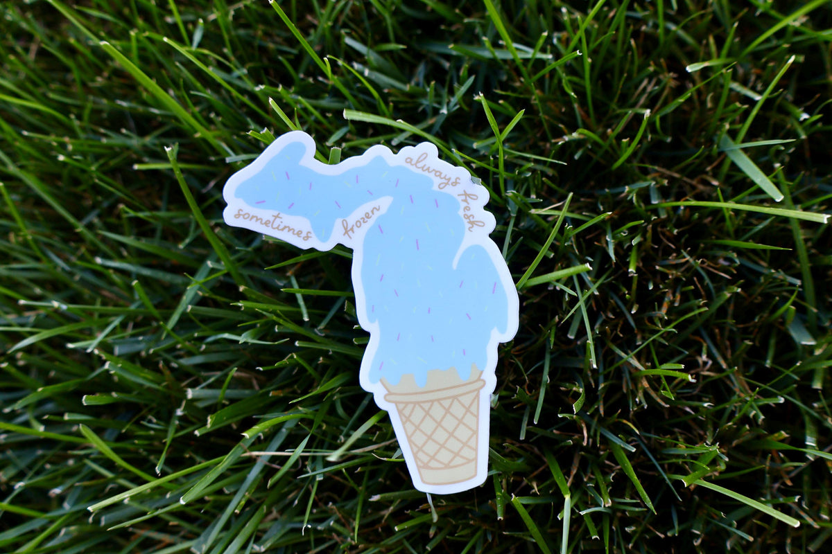 Moon Ice Sticker Blue Moon Michigan Ice Cream Sticker - Waterproof Matte Vinyl – Fish ...