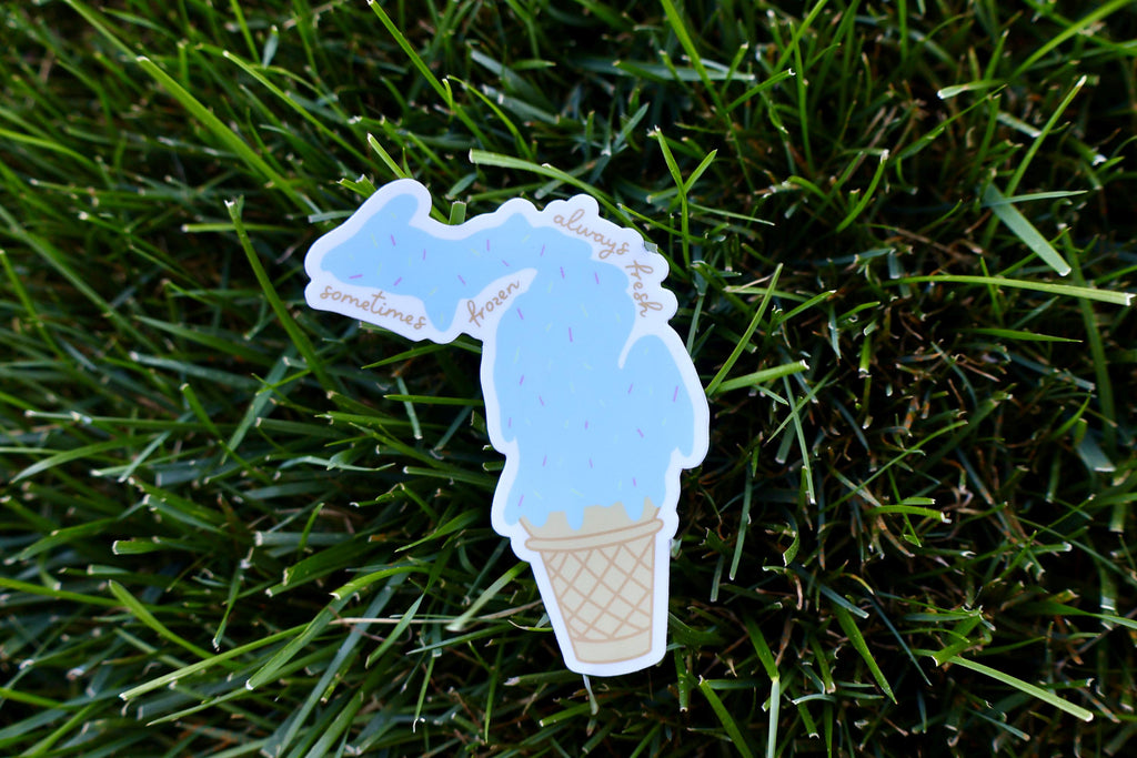Blue Moon Michigan Ice Cream Sticker - Waterproof Matte Vinyl