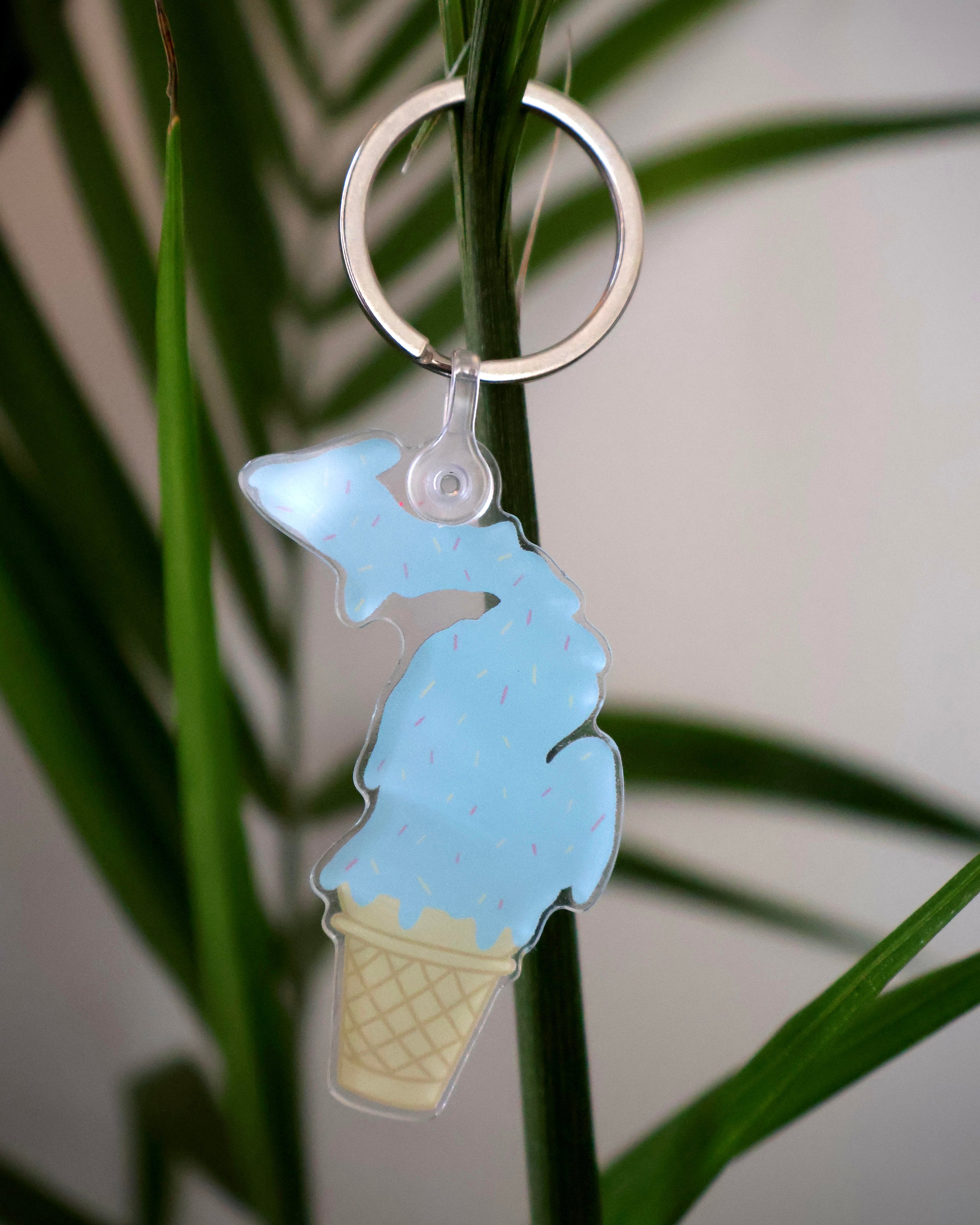 Blue Moon Ice Cream Acrylic Keychain: Michigan Summer Nostalgia